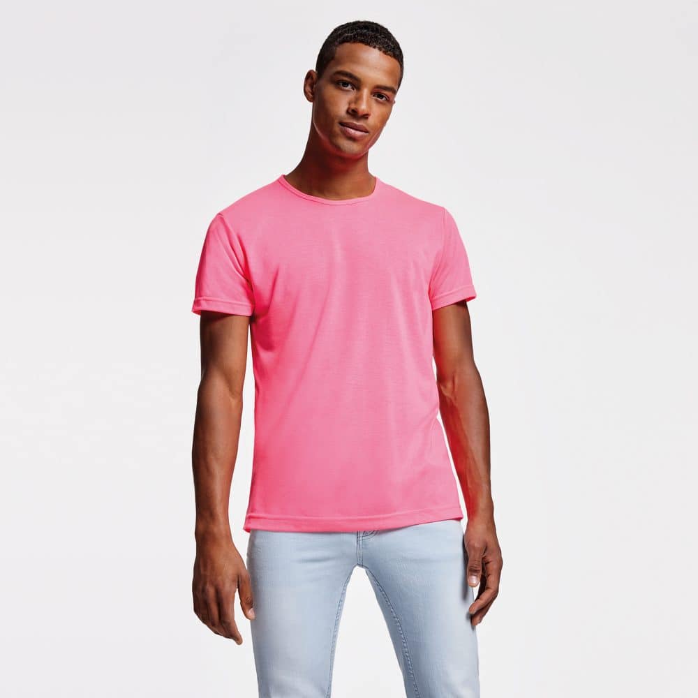 Camiseta de poliester con tacto algodon con colores fluor de Roly e1603032997447