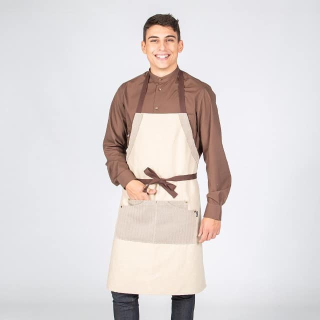 DELANTAL CON PETO BEIGE COMBI ESPIGA 82X72 CM (100008)