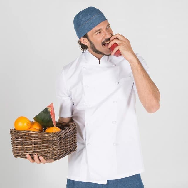 CHAQUETA COCINA UNISEX BOTON FORRADO M/C BLANCA (908000)