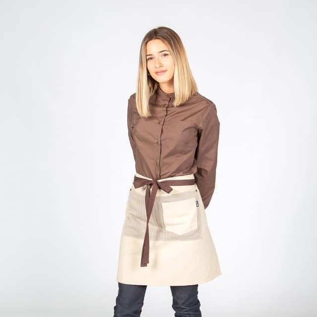 DELANTAL SIN PETO BEIGE COMBI ESPIGA 50X68 CM (100013)