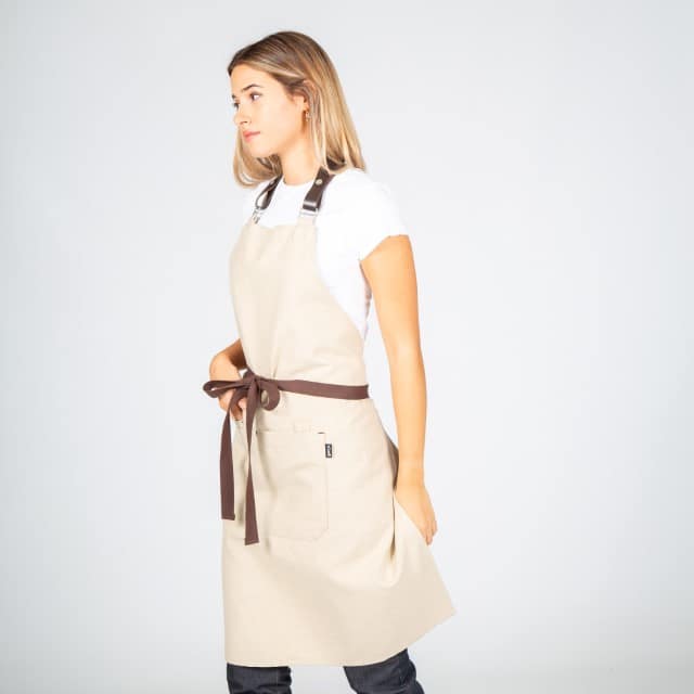 DELANTAL CON PETO BEIGE TIRANTE PIEL 82X72 CM (100019) - Imagen 2